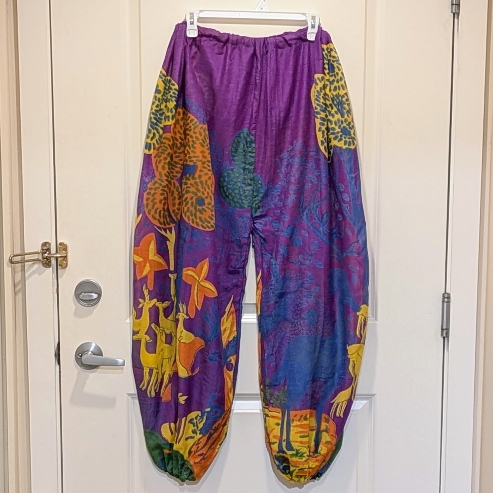 NWOT Beckwoman L Sheer Purple Deer Print Beach Pants